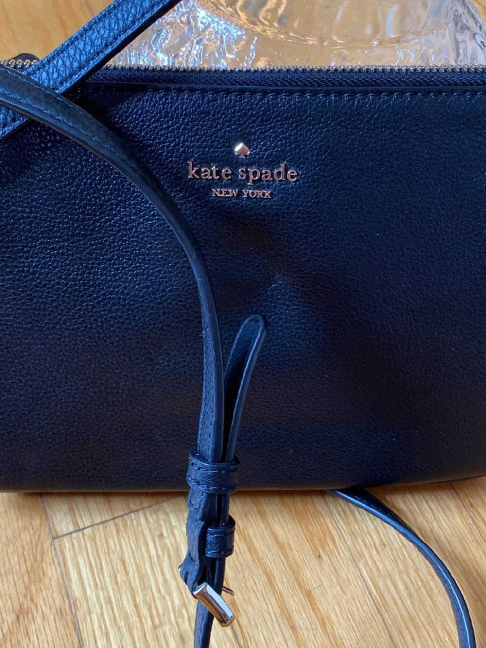 NWOT kate spade Black  Pebbled Leather Crossbody Bag 7”x 10”